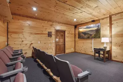 theater room at cabin