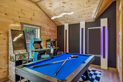 game room at cabin