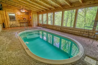 indoor pool at cabin