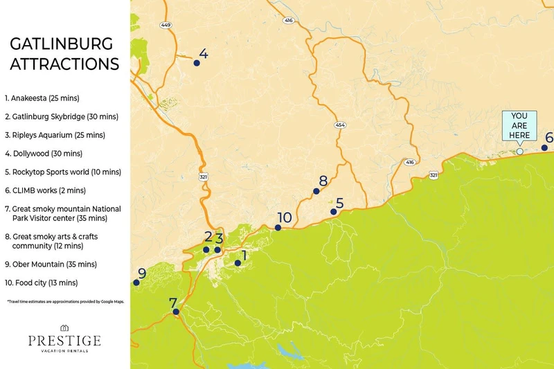 Gatlinburg Attractions Map