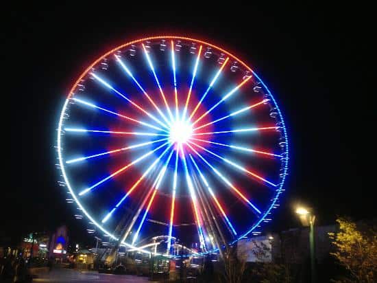 Great Smoky Mountain Wheel light show at night