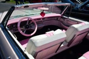 pink car at rod run