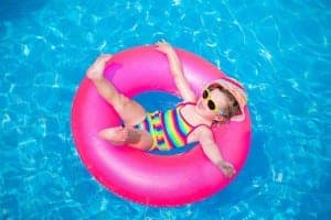 little girl relaxing at Gatlinburg vacation rentals with pools