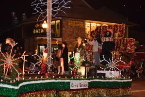 A holiday float in the Gatlinburg TN Christmas parade.
