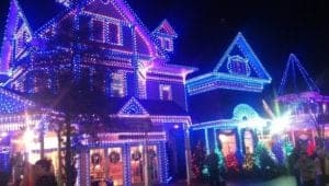 Beautiful holiday lights at Dollywood's Smoky Mountain Christmas Festival.