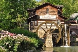 The Dollywood Grist Mill on a spring day.